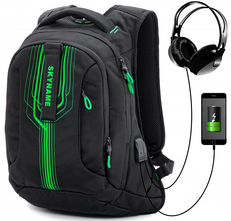 Рюкзак SkyName 90-106 черно-зеленый