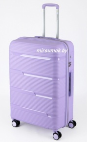Чемодан PP из полипропилена (ударопрочный пластик) Размер S (ручная кладь) цвет лаванда полоска